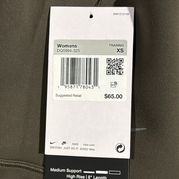 Nike Dri Fit High Rise 8 Inch Shorts Olive Green Extra Small - Picture 9 of 12